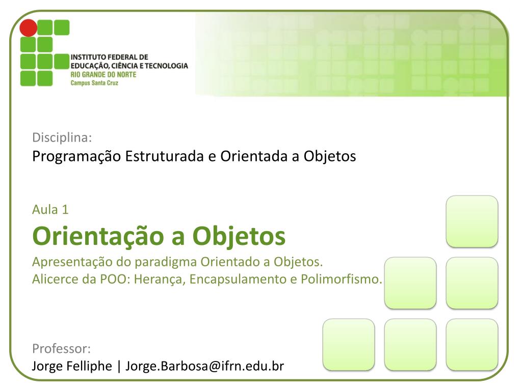 PPT - Programação Orientada à Objetos PowerPoint Presentation, free  download - ID:2008144