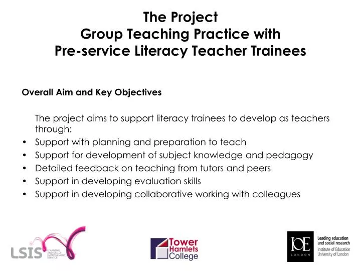 the project group teaching practice with pre service literacy teacher trainees n.