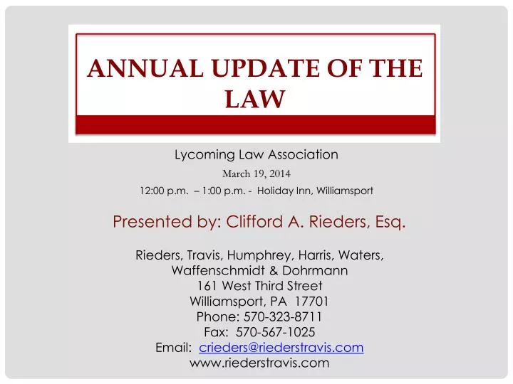 annual update of the law n.