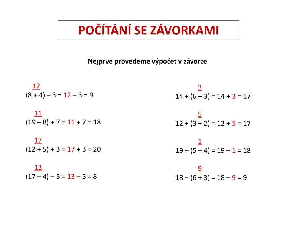 PPT - POČÍTÁNÍ SE ZÁVORKAMI PowerPoint Presentation, free download -  ID:5149689