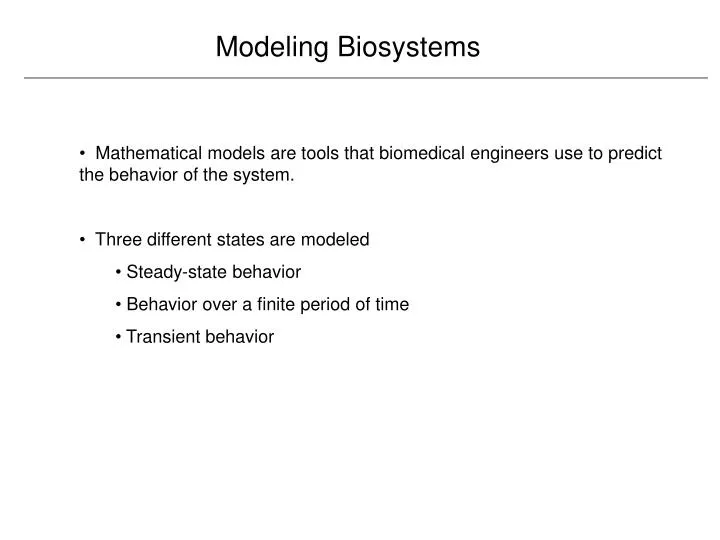 Mathematical Modelling of Biosystems