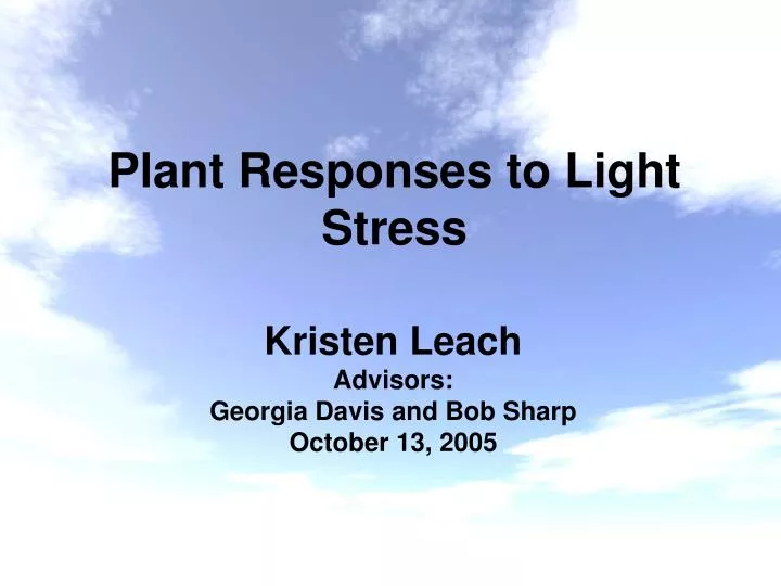 PPT Plant Responses to Light Stress PowerPoint Presentation, free