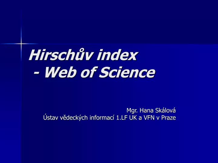 hirsch v index web of science n.