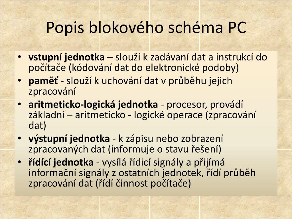 PPT - Blokové schéma PC a jeho hardwarová realizace PowerPoint Presentation  - ID:5154056