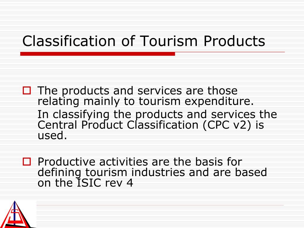classification of the tourism product