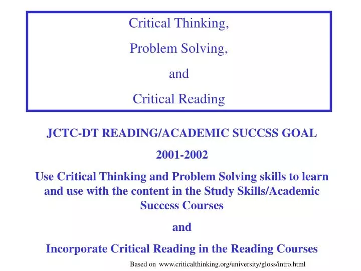 critical thinking problem solving skills ppt