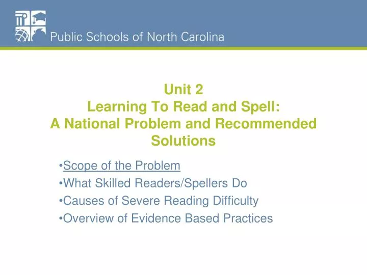 unit 2 learning to read and spell a national problem and recommended solutions n.
