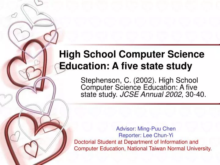 high school computer science education a five state study n.