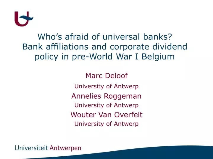 PPT - Marc Deloof University of Antwerp Annelies Roggeman University of ...