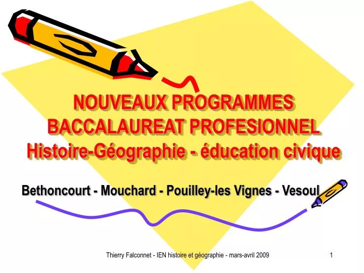 nouveaux programmes baccalaureat profesionnel histoire g ographie ducation civique n.