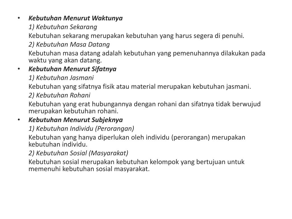 PPT Kebutuhan Manusia dan Kelangkaan Sumber Daya PowerPoint