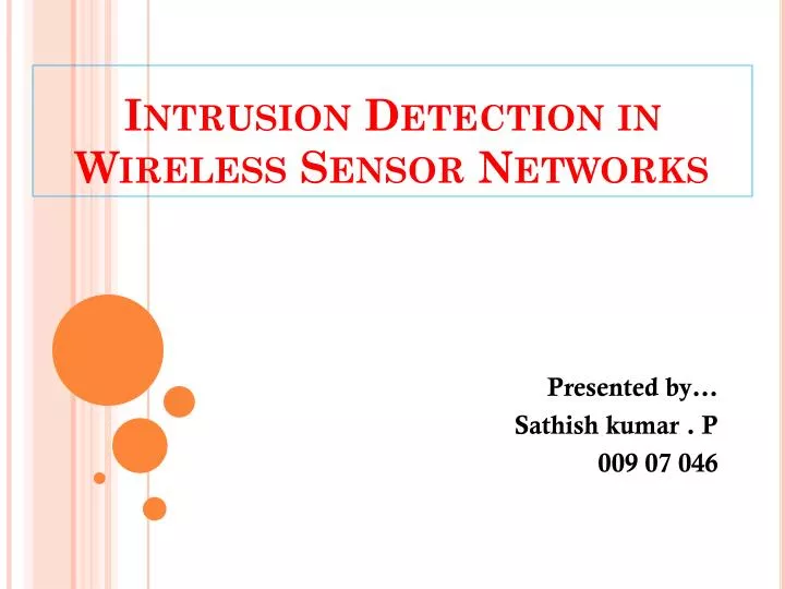 intrusion detection in wireless sensor networks n.
