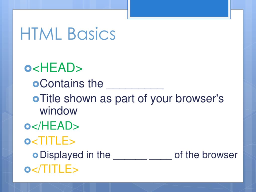 html basics presentation