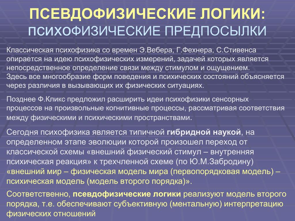 Психофизические закономерности. Задачи психофизики. Предпосылка в логике. Классическая и современная психофизика. Психофизика примеры.