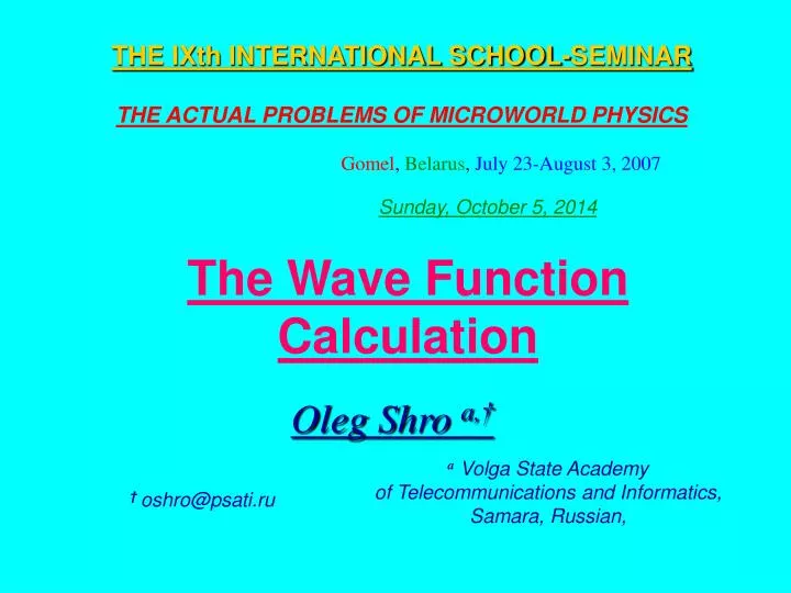 PPT - The Wave Function Calculation PowerPoint Presentation, free ...