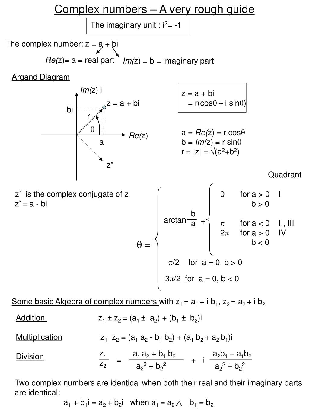 Ppt Complex Numbers A Very Rough Guide Powerpoint Presentation Free Download Id