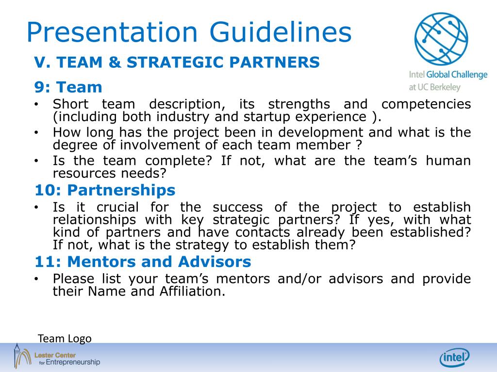 guidelines presentation of information