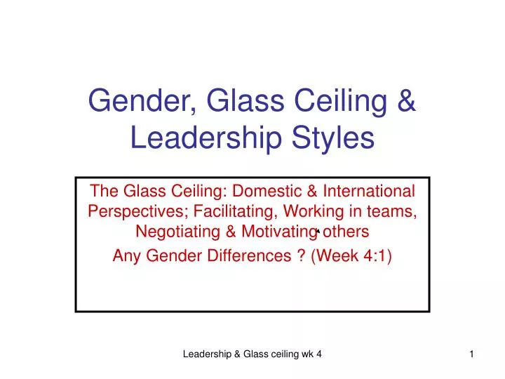 Ppt Gender Glass Ceiling Leadership Styles Powerpoint