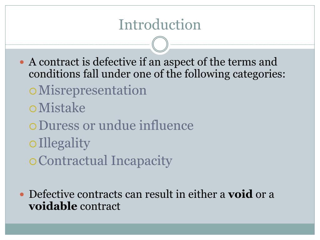 defective contracts