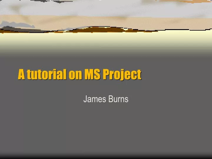 a tutorial on ms project n.