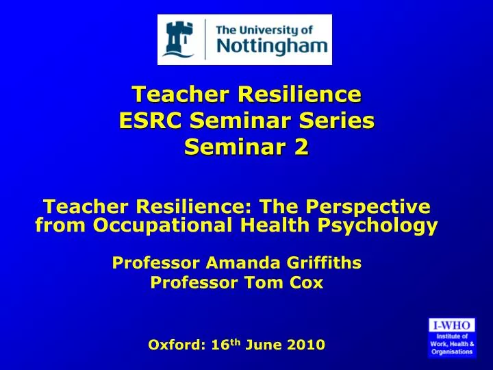 teacher resilience esrc seminar series seminar 2 n.