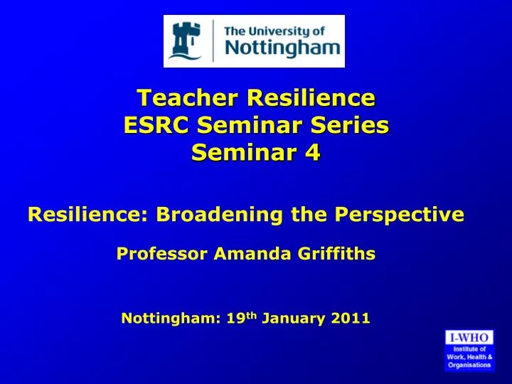 teacher resilience esrc seminar series seminar 4 n.