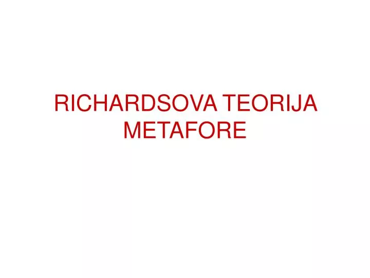 richardsova teorija metafore n.