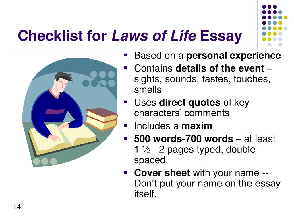 Laws of life essay topics