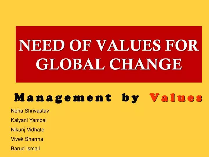 PPT NEED OF VALUES FOR GLOBAL CHANGE PowerPoint Presentation, free
