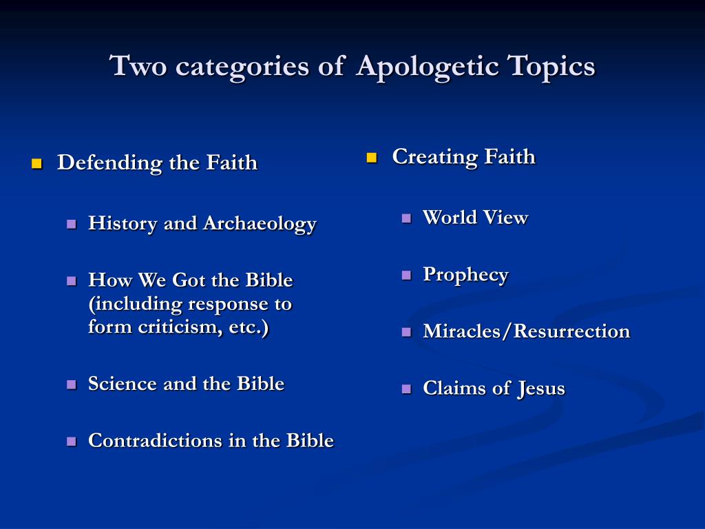apologetics essay topics