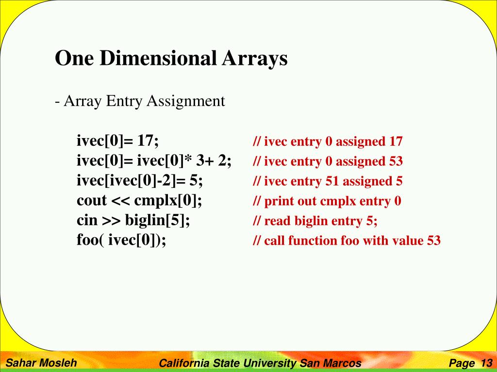 Dimensional array