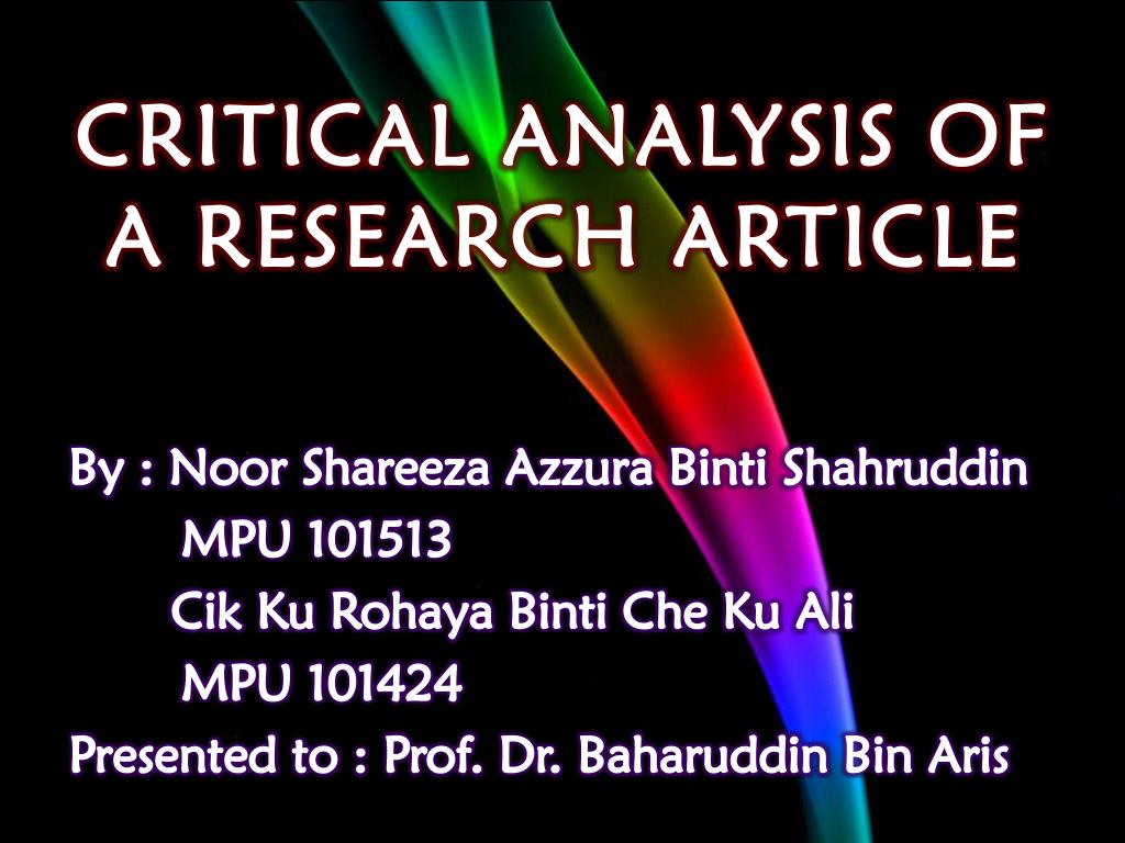 critical analysis of research article example