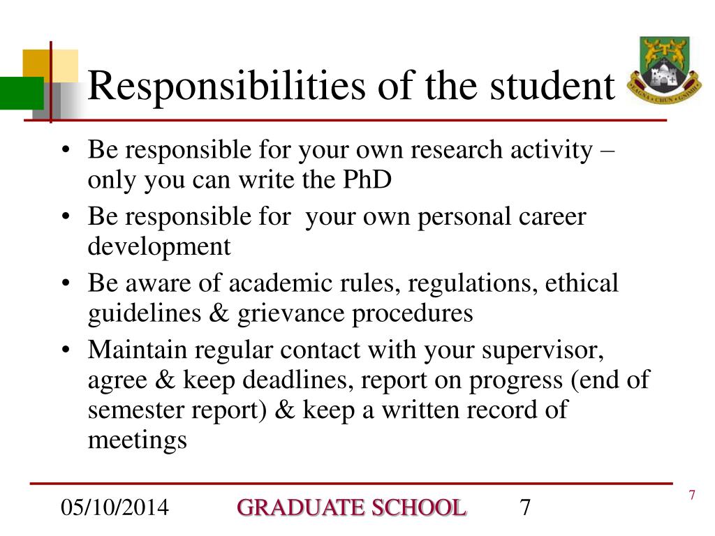 responsibilities of phd student