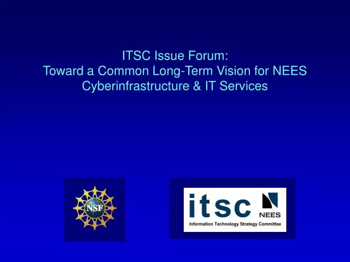 itsc issue forum toward a common long term vision for nees cyberinfrastructure it services n.