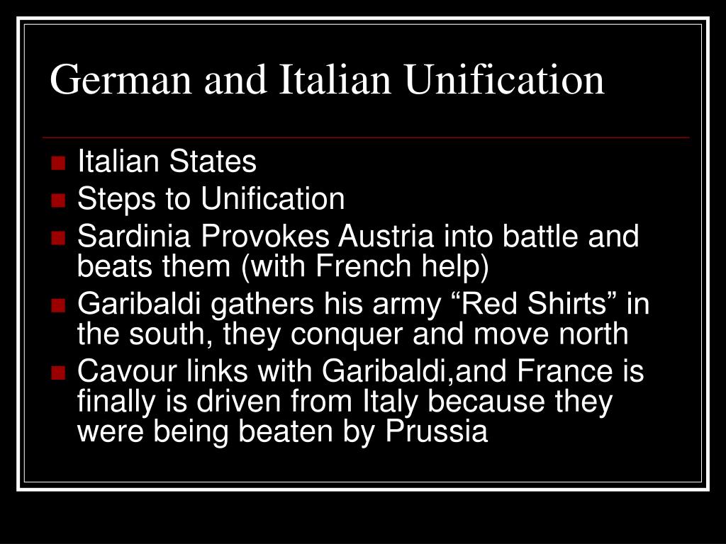 write a thesis statement comparing the causes of italian and german unification