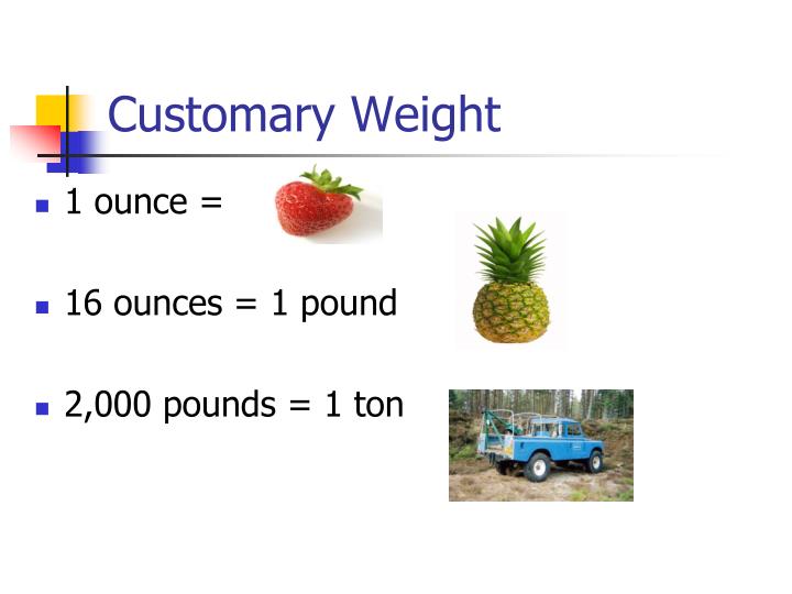 Ppt Customary Measurement Point Presentation Id 5182912 Customary Weight 1 Ounce