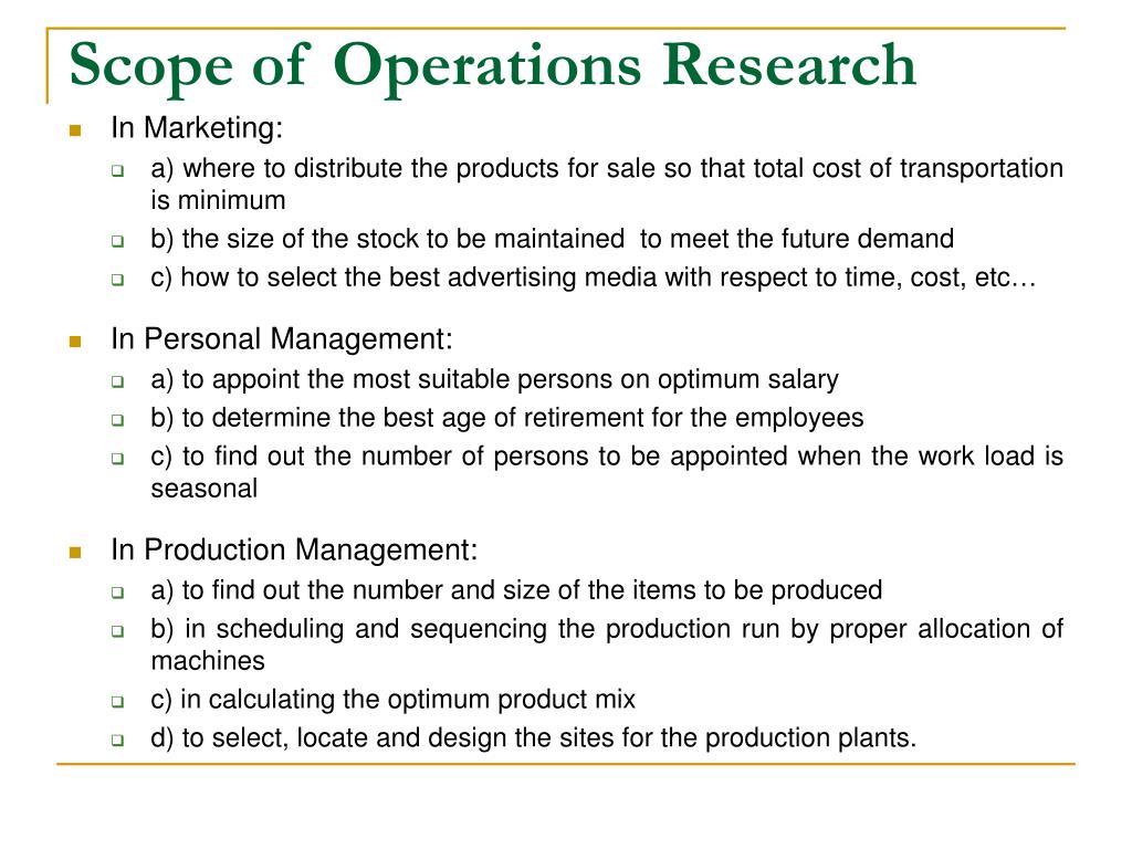 operations research project report