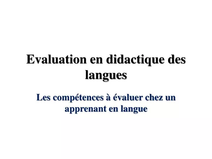 evaluation en didactique des langues n.