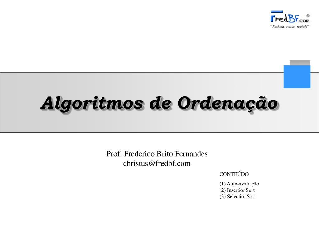 PPT - Algoritmos de ordenação PowerPoint Presentation, free