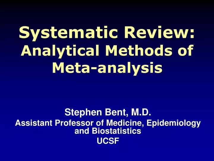systematic review analytical methods of meta analysis n.