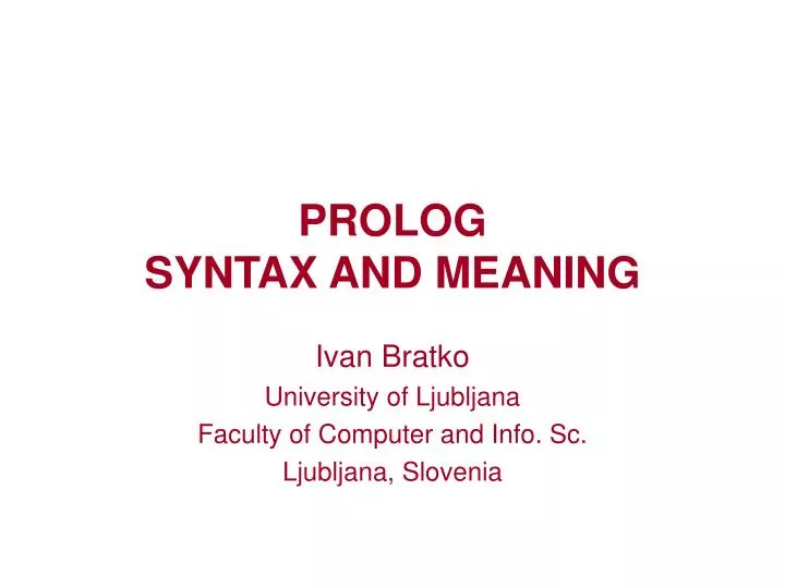 PPT PROLOG SYNTAX AND MEANING PowerPoint Presentation, free download