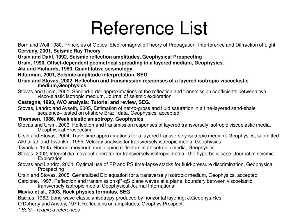 reference list for powerpoint presentation