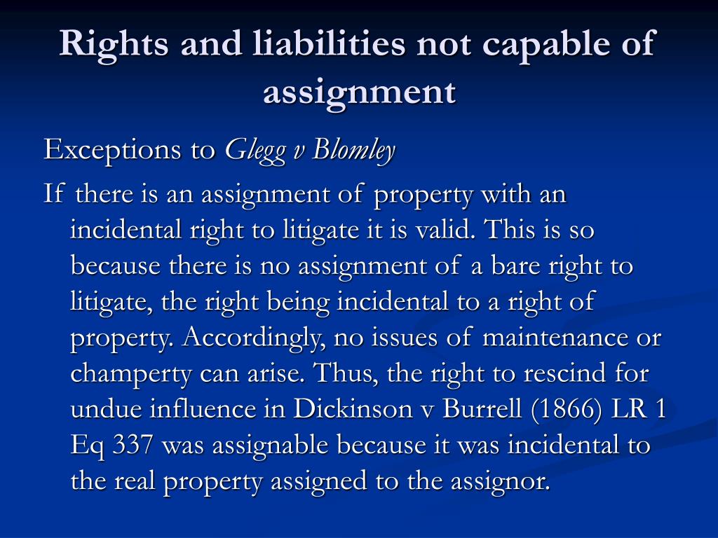 assignment of rights and liabilities
