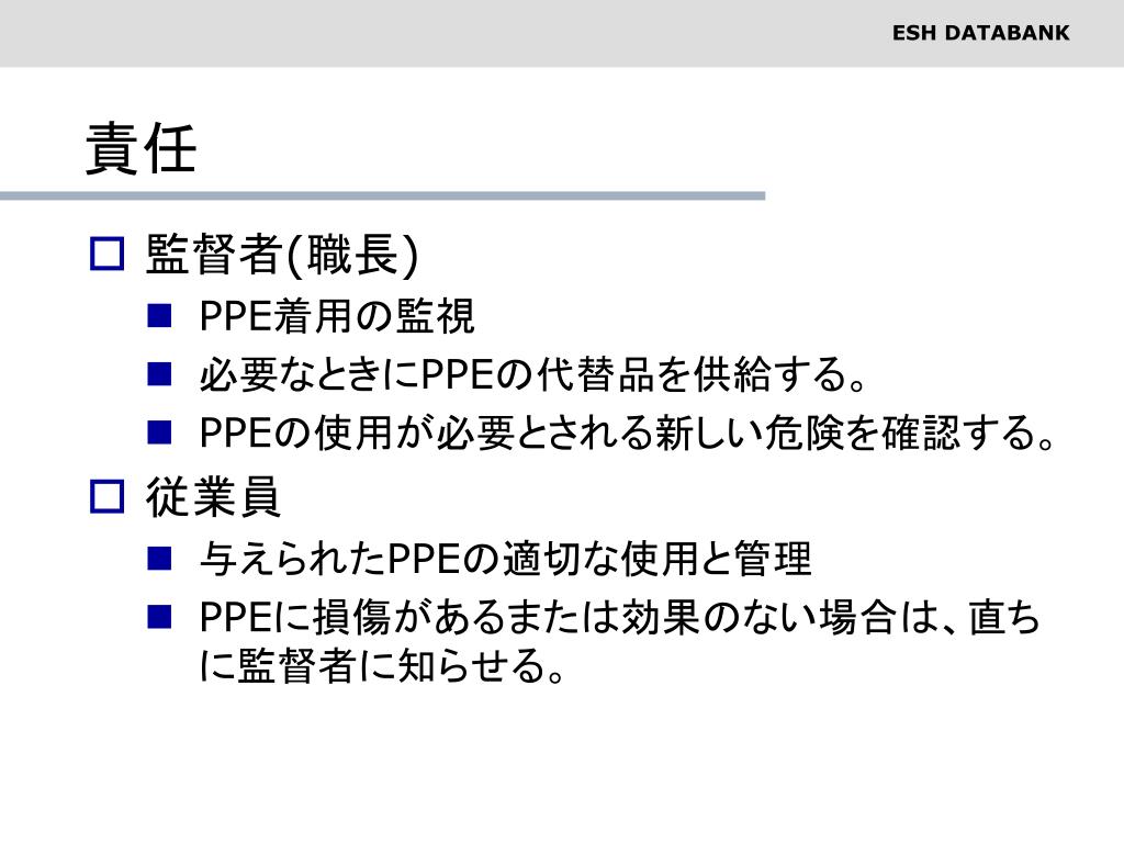 個人用保護具 Personal Protective Equipment