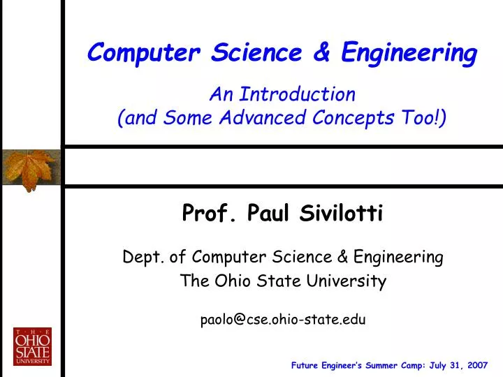 PPT Computer Science & Engineering An Introduction (and Some Advanced