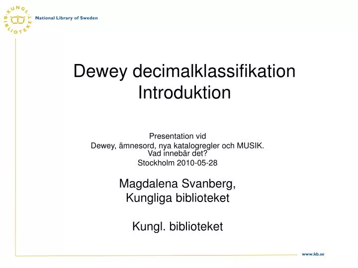 dewey decimalklassifikation introduktion n.