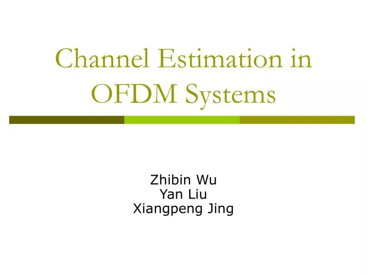ofdm channel estimation Abstract—in orthogonal frequency division multiplexing (ofdm) systems over fast-varying fading channels, channel estimation and tracking is generally carried . ofdm channel estimation Abstract—in orthogonal frequency division multiplexing (ofdm) systems over fast-varying fading channels, channel estimation and tracking is generally carried .