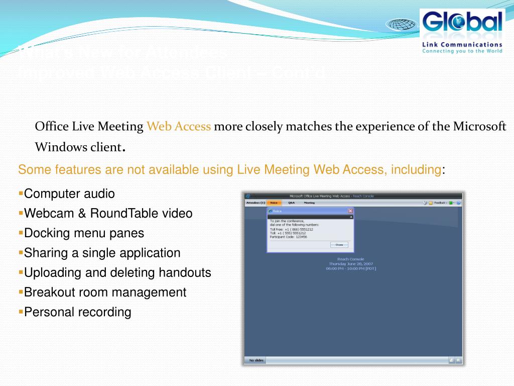microsoft office live meeting console