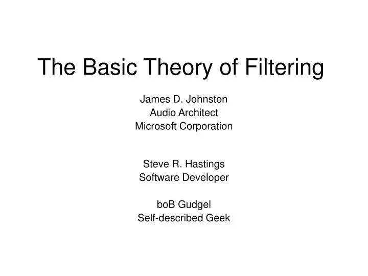 PPT The Basic Theory of Filtering PowerPoint Presentation, free download ID5196283