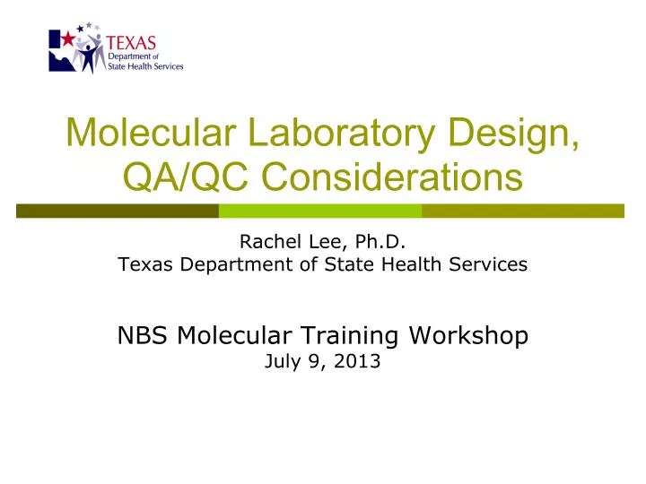 PPT - Molecular Laboratory Design, QA/QC Considerations PowerPoint ...